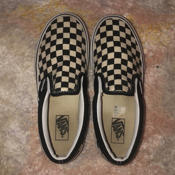 black and white checkered vans kids